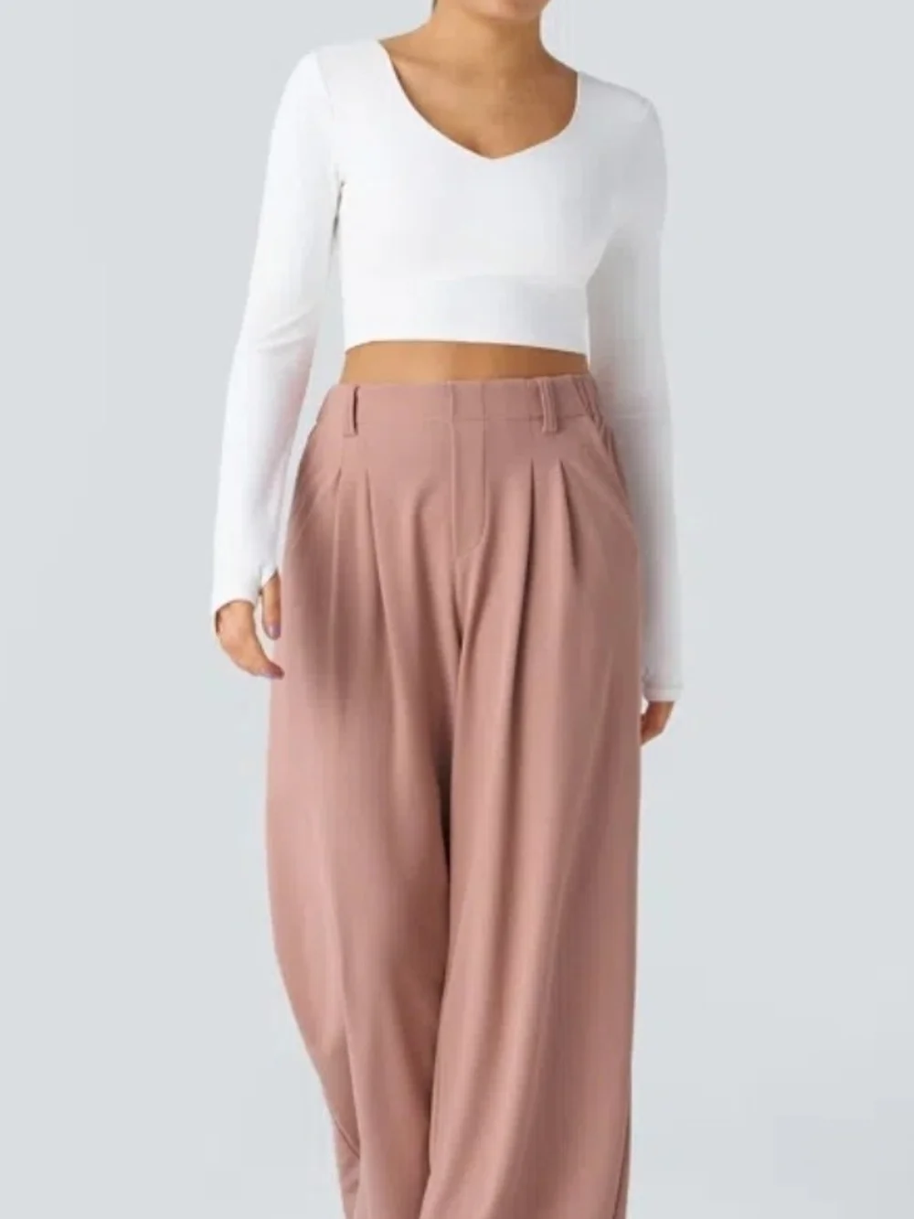High Waisted Pocket Wide Leg Waffle Work Pants - Picture 1 of 3